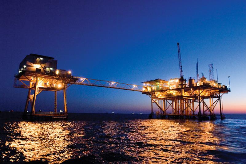 Oil Production Business Offshore Night