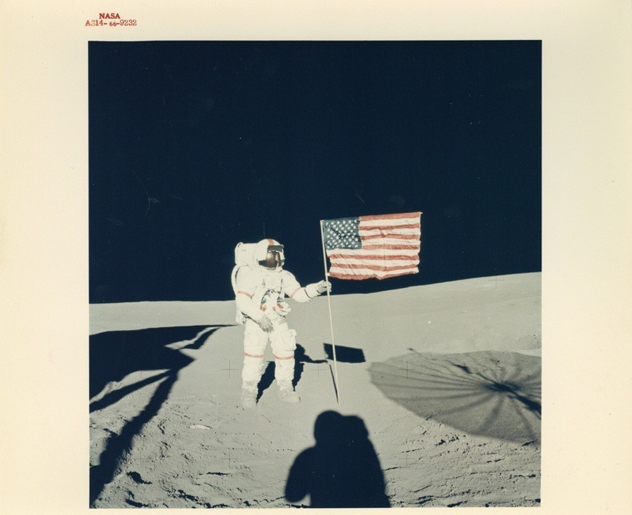 classic nasa flag moon