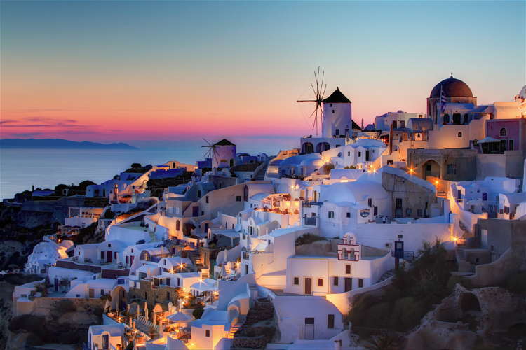 Beautiful Towns Santorini Evening