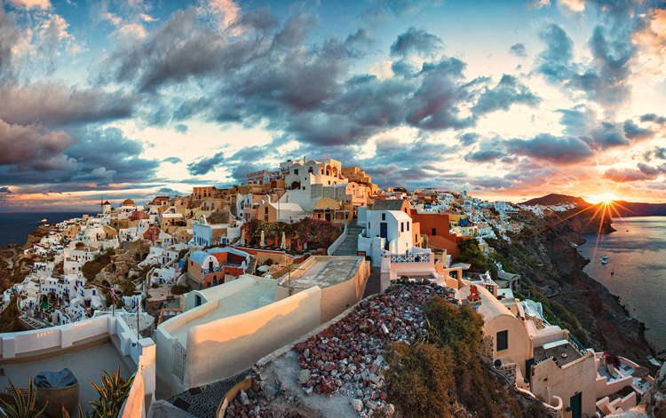 Beautiful Towns Santorini Pano