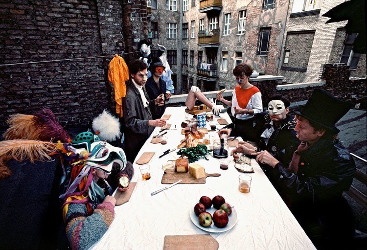 Masked People Eating