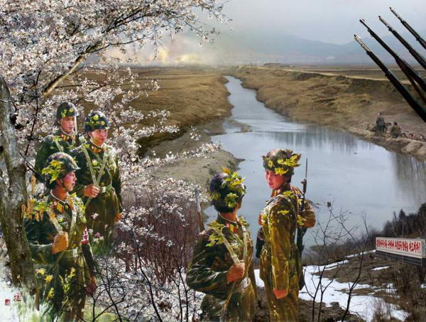 North Korea Soldiers Water