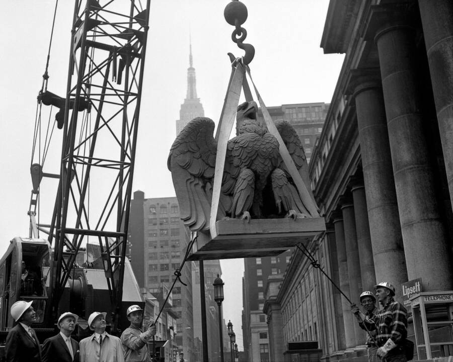 Bird Statue Being Removed