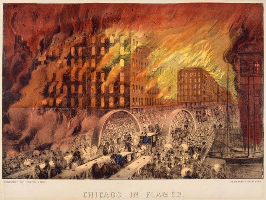 Great Chicago Fire Flames Illustration