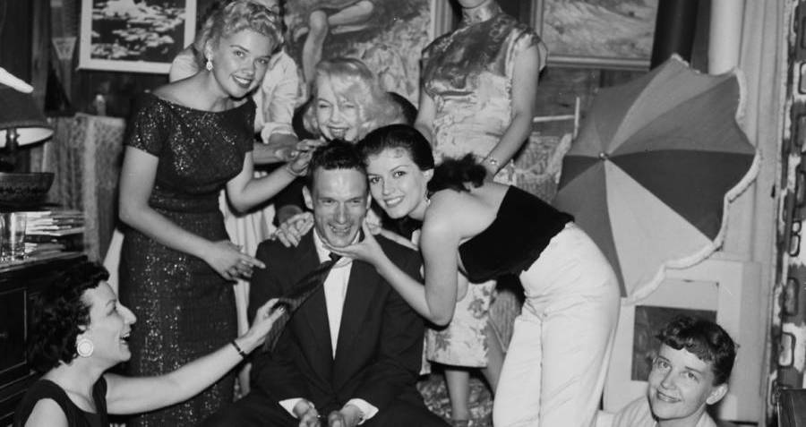 Hugh Hefner Surrounded By Bunnies