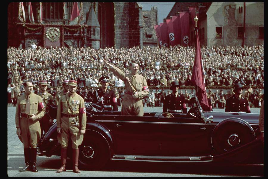 Color Photo Hitler Car Salute
