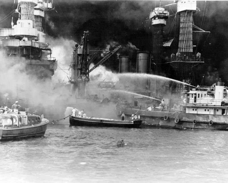 Uss West Virginia In Flames