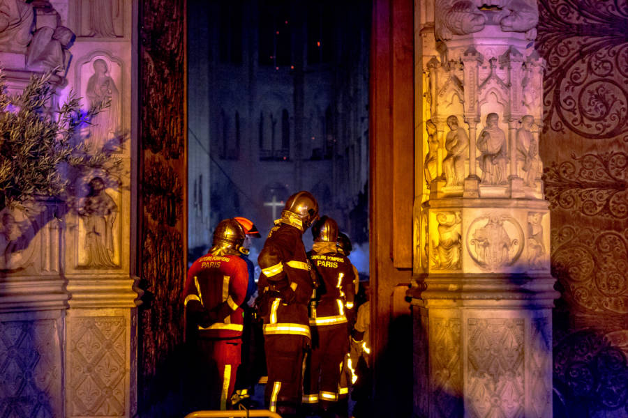 Firefighters Inside Notre Dame