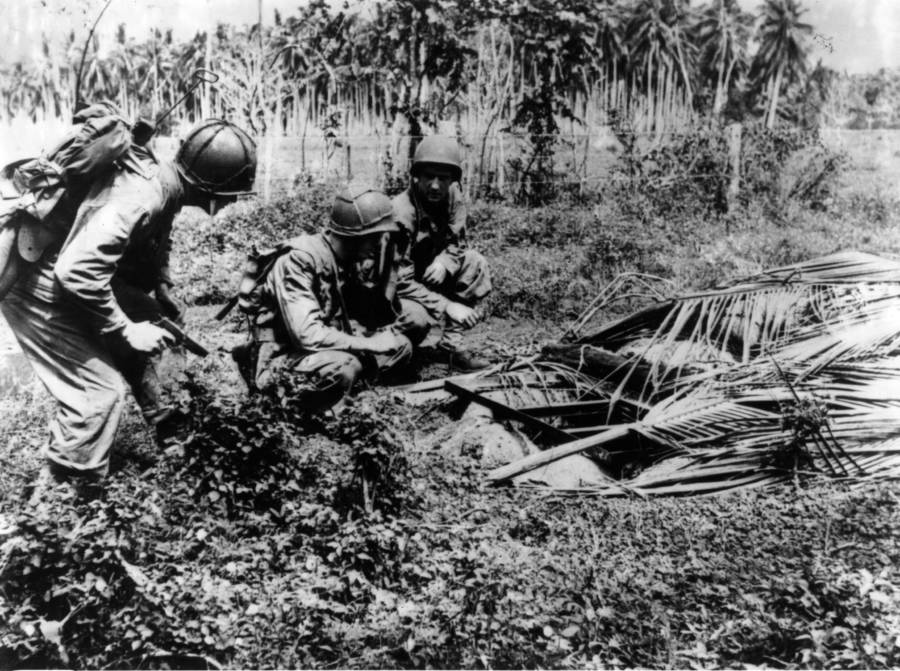 Marines Discover Booby Trap Set In Guadalcanal Jungle