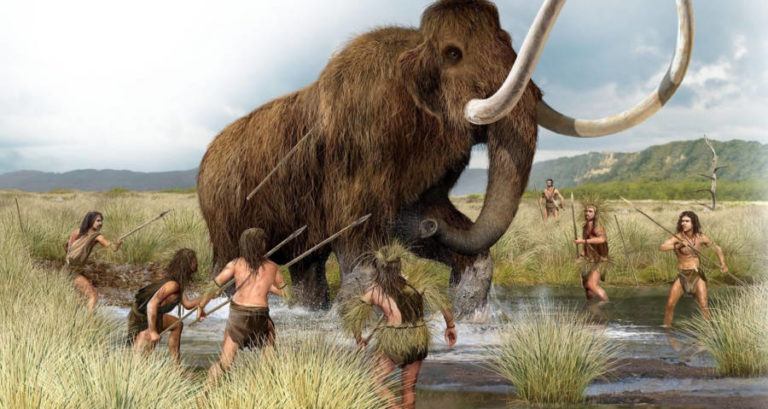 Early Humans Hunting Mastodon