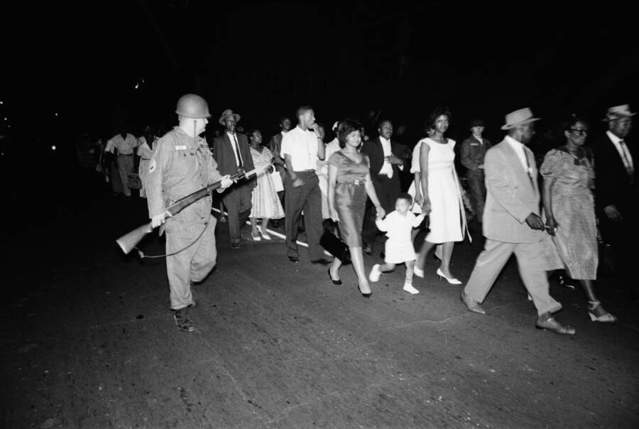 Desegregationists Escorted By Military