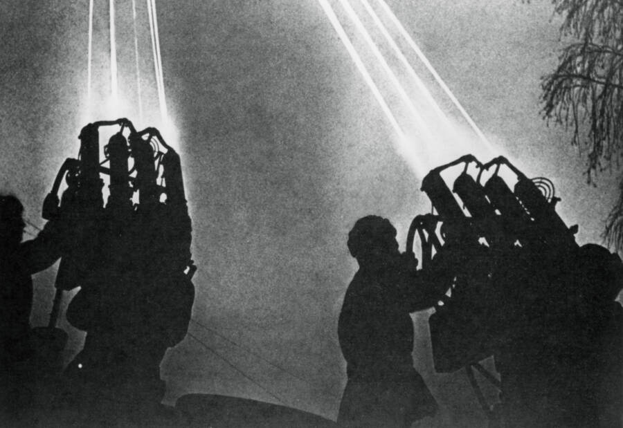 Anti-Aircraft Searchlights In Moscow