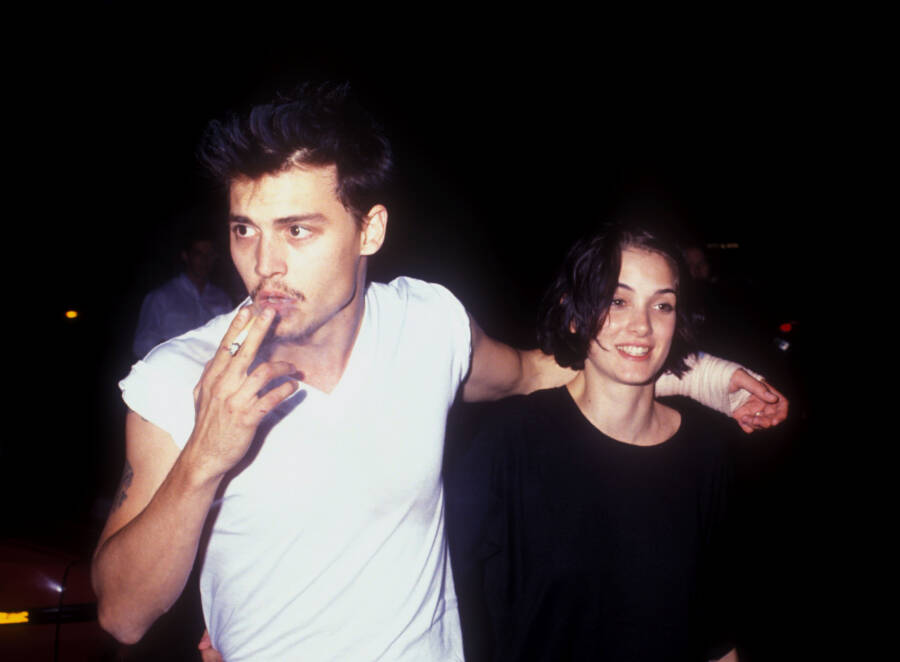 Johnny Depp Smoking With Winona Ryder