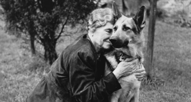 Helen Keller With A Dog