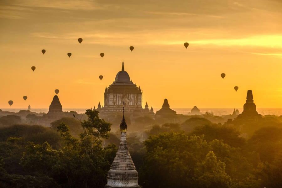 Hot Air Balloons Over Bagan Myanmar