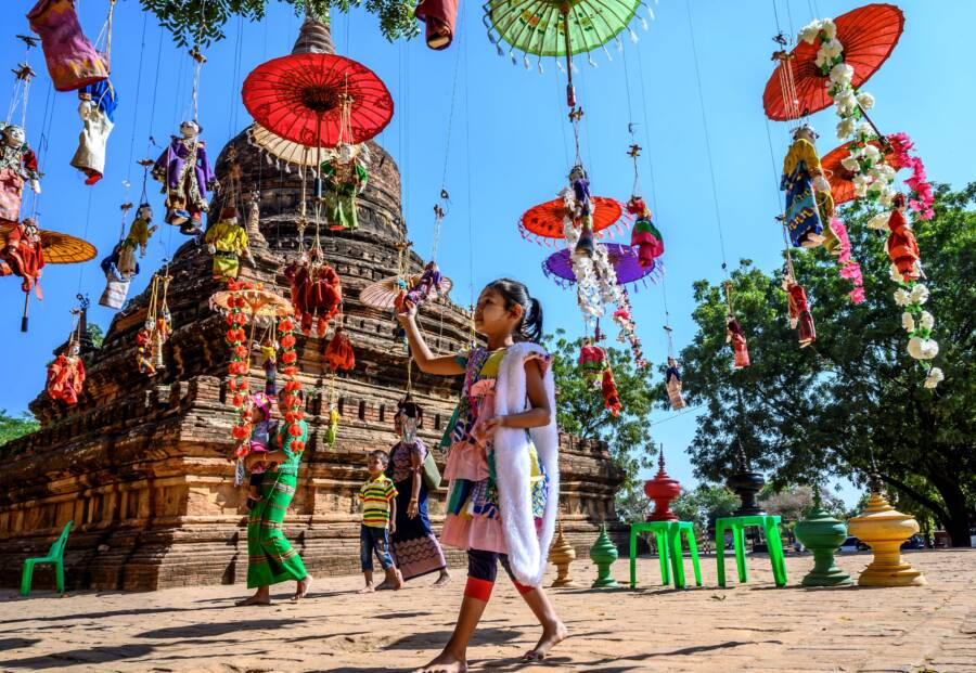 Girl In Front Of A Bagan Temple