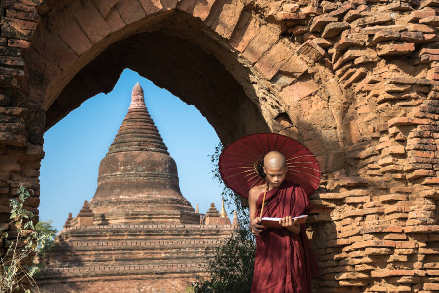 Young Monk At A Temple