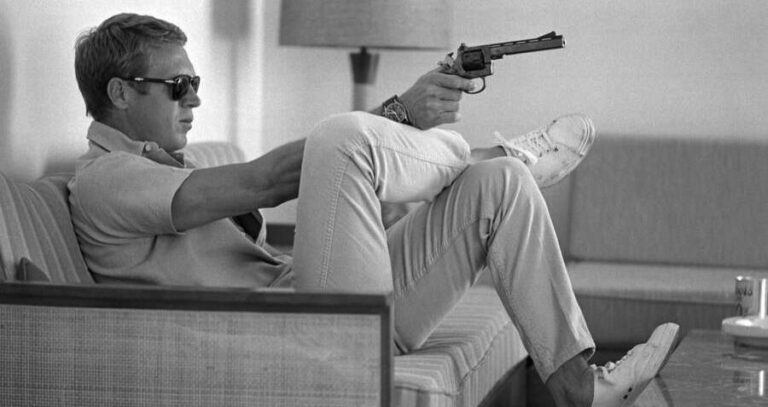 Steve Mcqueen Posing With Gun