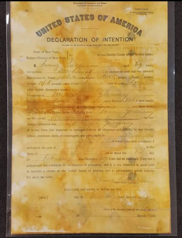 Citizenship Document From Titanic Wreck