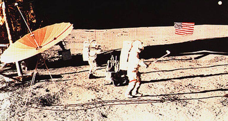 Shepard With Golf Club On Moon