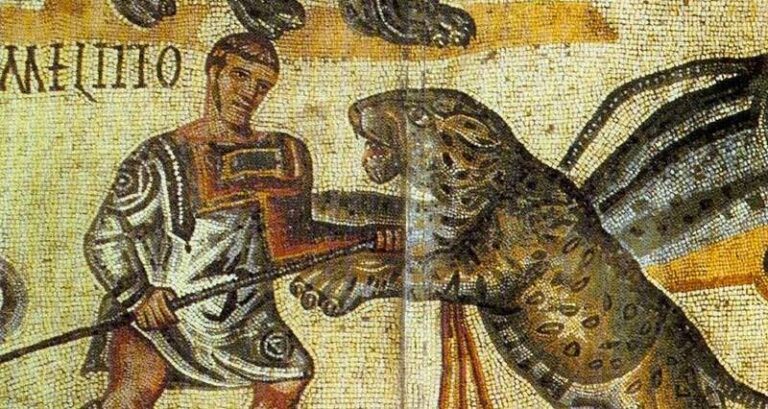 Man Spearing Leopard