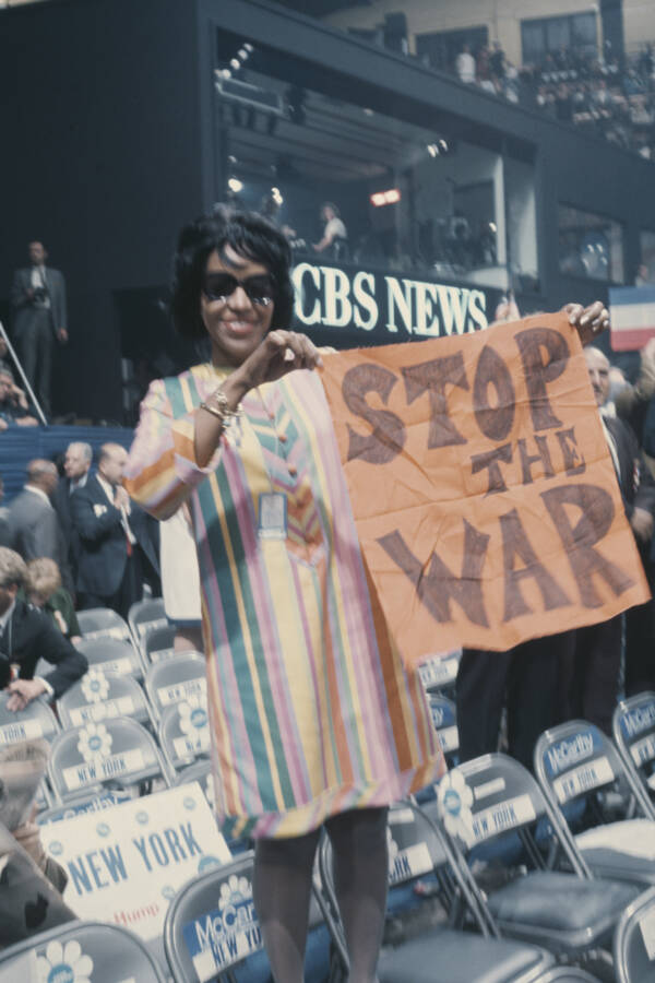 Woman Holding Stop War Sign