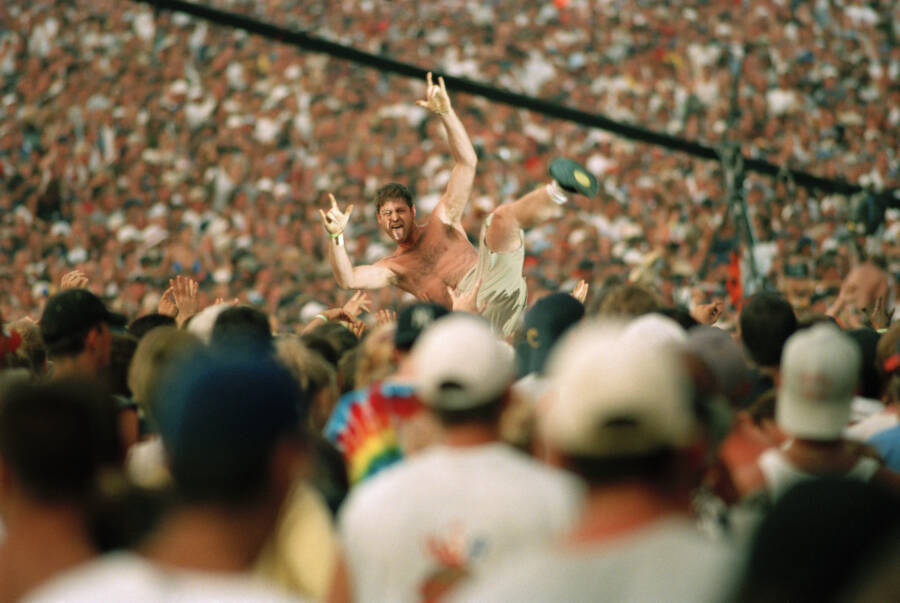 Cheering Fan Crowd Surfing At Woodstock 99
