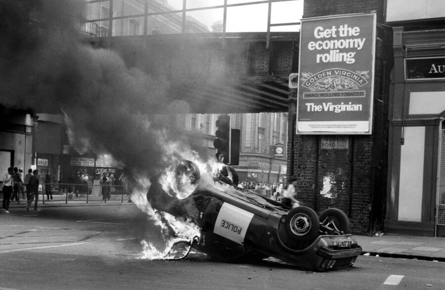 Police Car Burning During The Brixton Riots