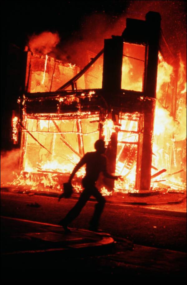 Running Past Fire During The Brixton Riots
