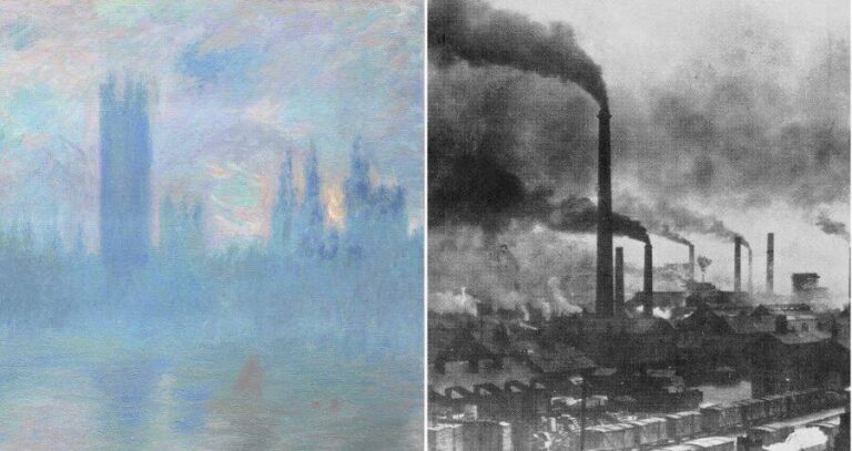 Monet Painting Alongside London Pollution