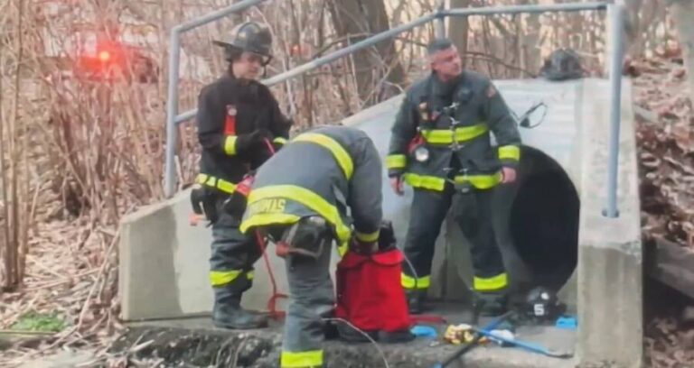 Firefighters Entering The Sewer