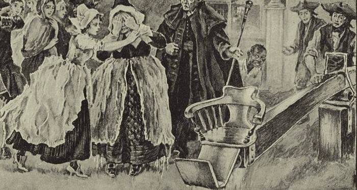 Two Women And Ducking Stool