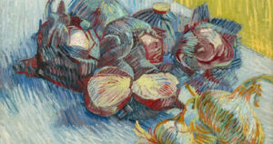 Red Cabbages Painting Closeup