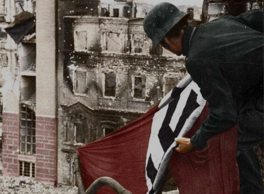 A Man With A Nazi Flag