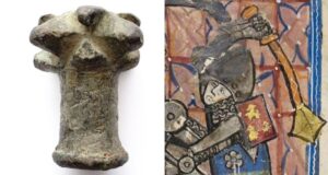 Medieval Mace Head Alongside Knight Painting Featured