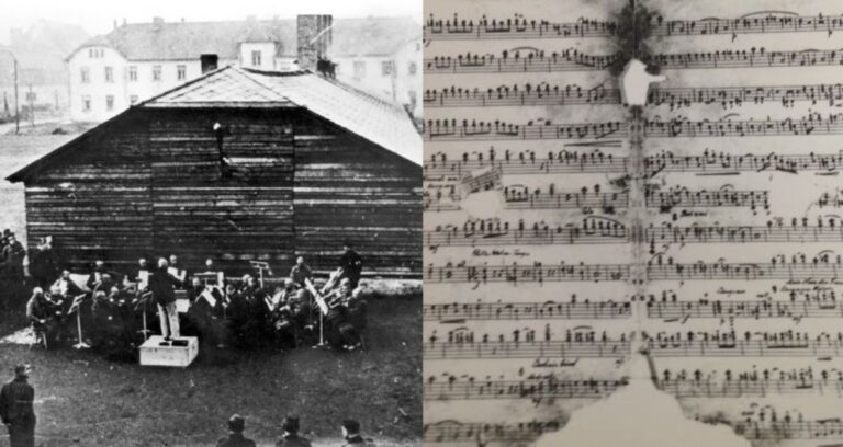 Orchestra At Auschwitz Alongside Sheet Music Featured