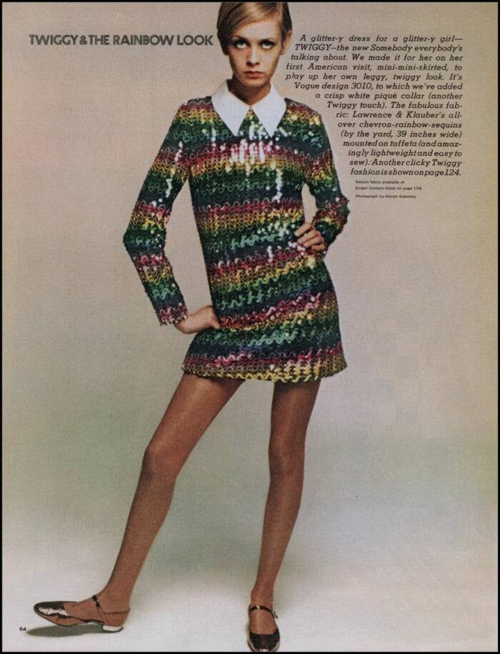 Twiggy In A Rainbow Dress