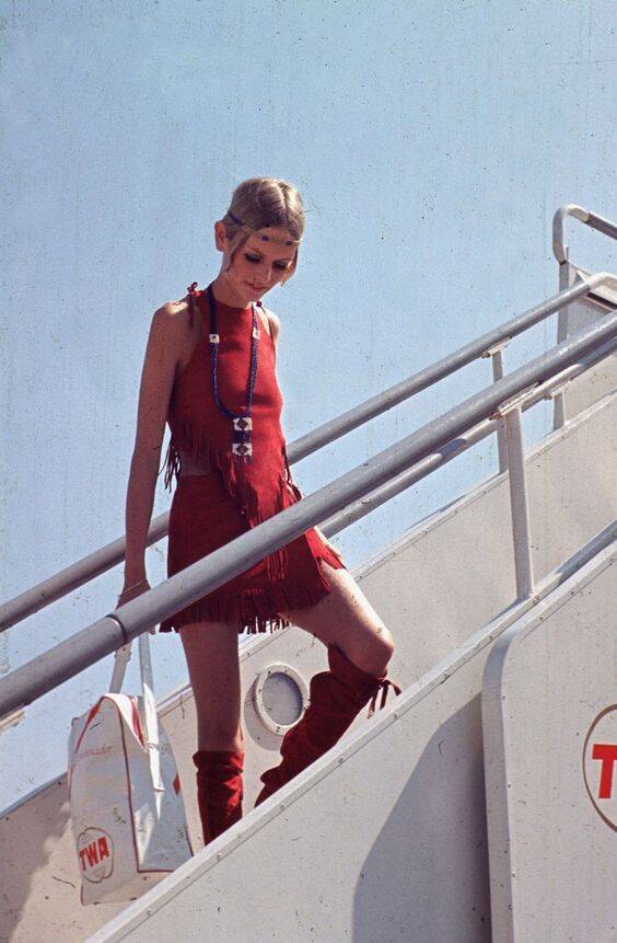 Twiggy In A Red Dress